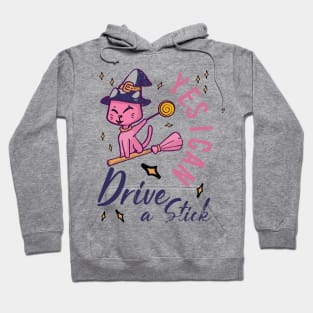 Yes I Can Drive A Stick Funny Cat Halloween Outfit Hoodie